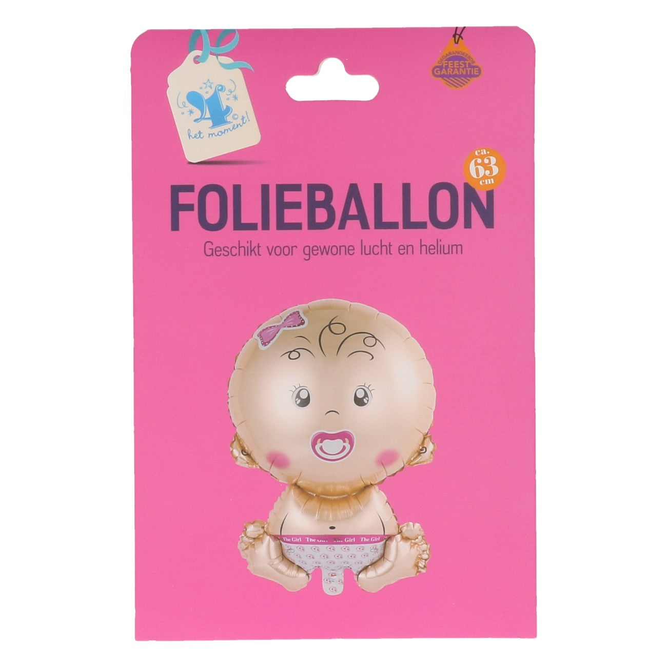 Folieballon baby roze 63cm