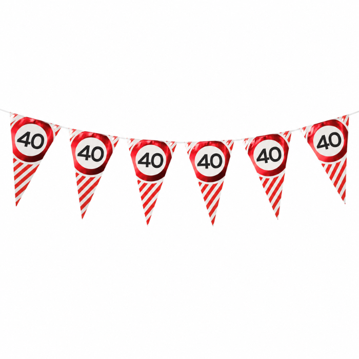 Vlaggenlijn 40 jaar rood/wit - 3m
