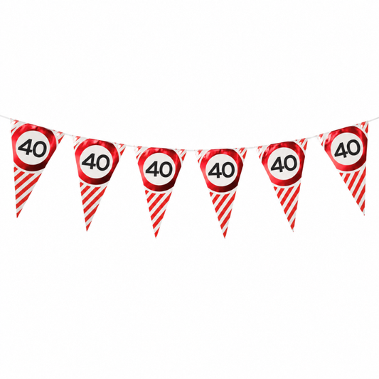 Vlaggenlijn 40 jaar rood/wit - 3m