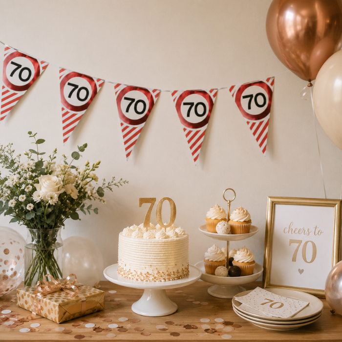 Vlaggenlijn 70 jaar rood/wit - 3m
