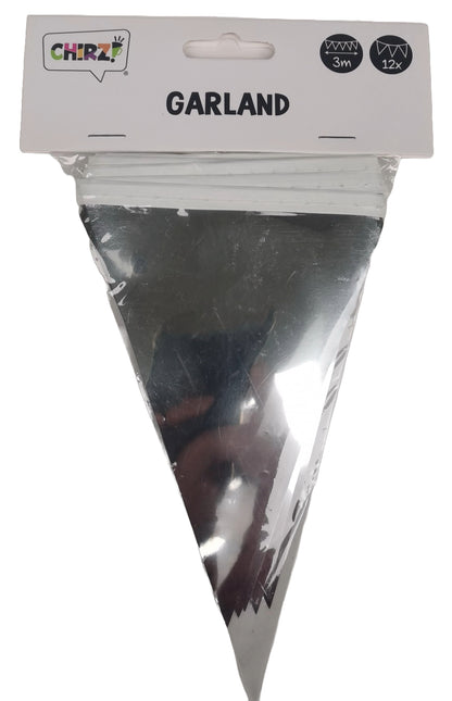 Vlaggenlijn zilver - 3m (12 vlaggen)