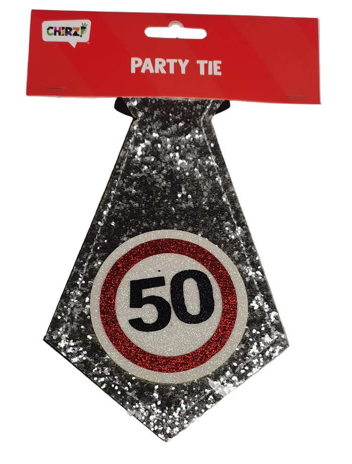 Stropdas-50-jaar-verkeersbord-zilver