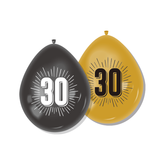 ballonnen-30-zwart-goud-8st