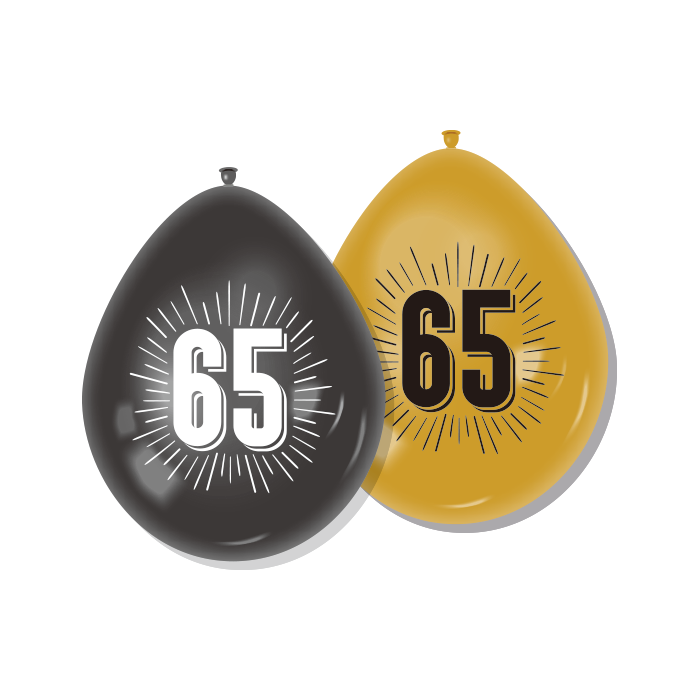 ballonnen-65-zwart-goud-8st