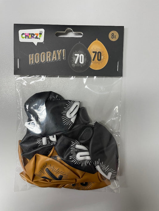 Ballonnen-70-zwart/goud-8st