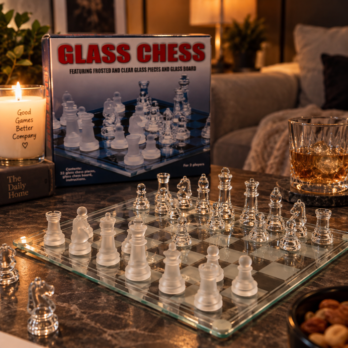 Spel glazen schaakbord