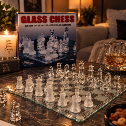 Spel glazen schaakbord