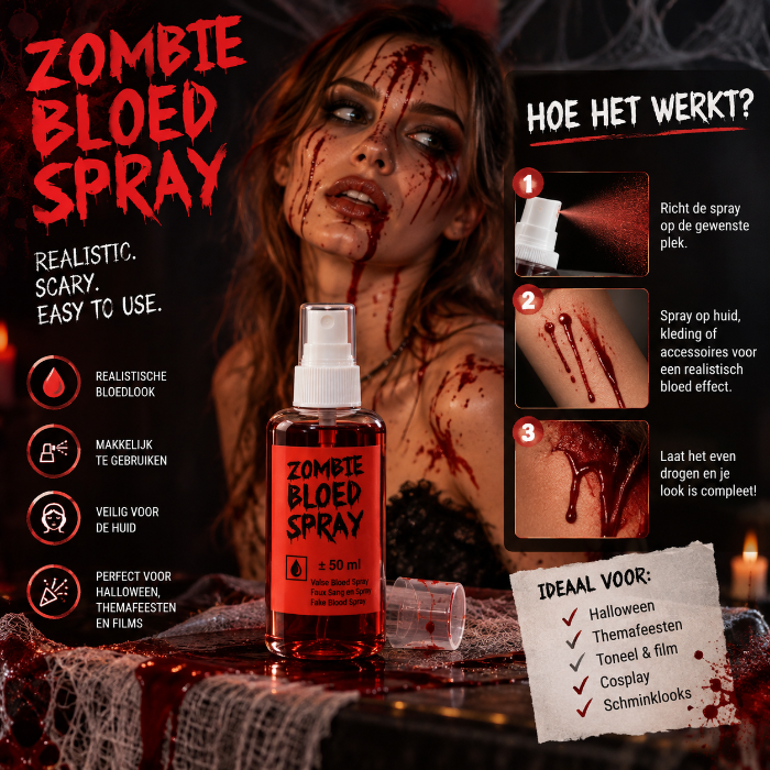 Nepbloed Halloween zombie spray rood 59ml