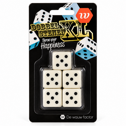 Dobbelstenenset XL wit/zwart 5 stuks