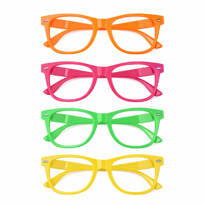 Partybrillen - neon - meerkleurig - 4 stuks