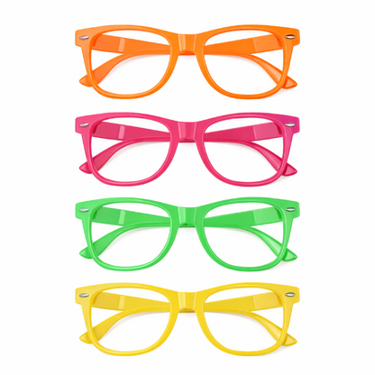 Partybrillen - neon - meerkleurig - 4 stuks