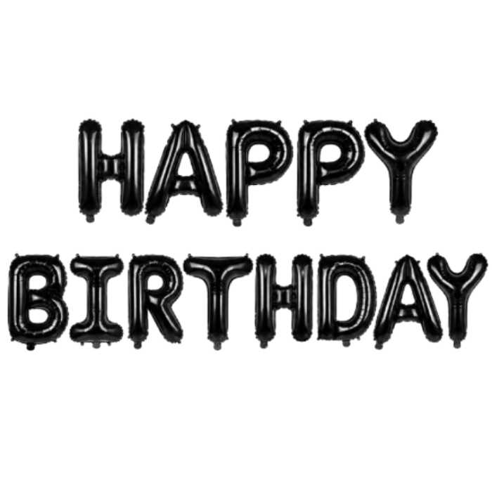 Folieballon happy birthday zwart