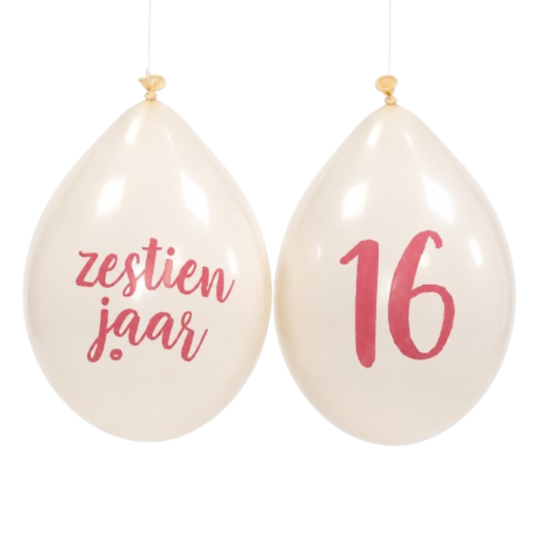 Ballonnen 16 jaar wit/roségoud 10 stuks