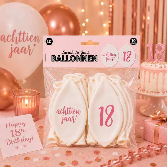 Ballonnen 18 jaar roségoud 10 stuks