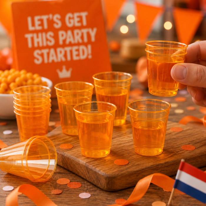 Shotglazen oranje plastic 24 stuks - 20 ML