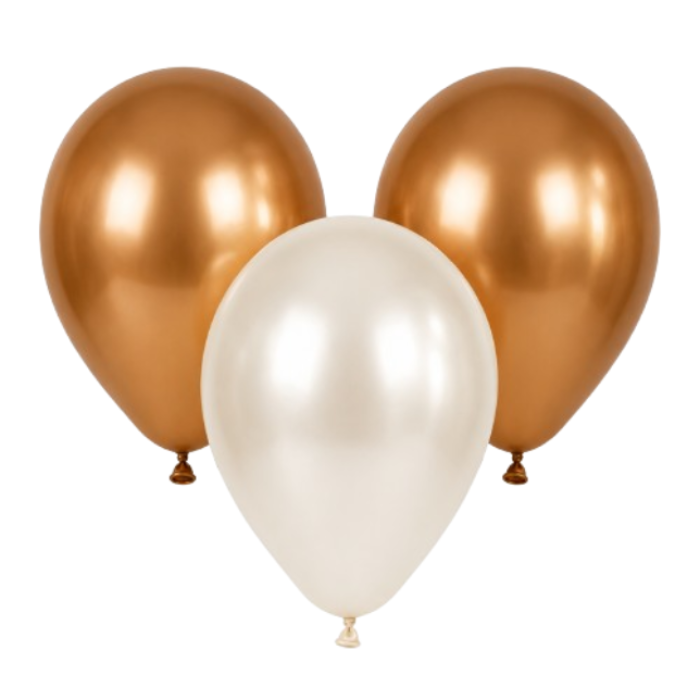 Ballonnen parelmoer wit/goud 20st