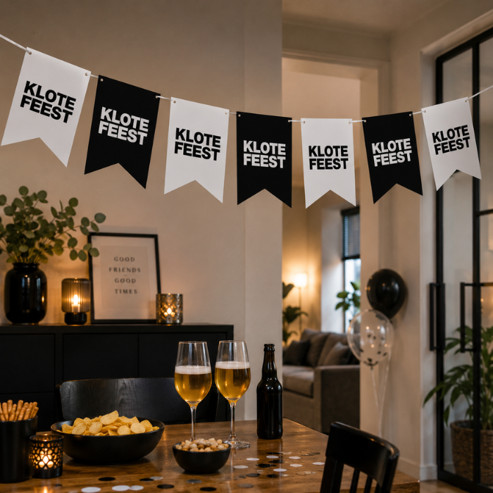 Vlaggenlijn klotefeest zwart - 5m (15 vlaggen)