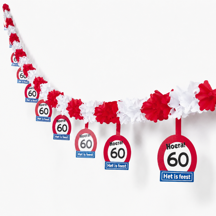 Slinger papier 60 jaar rood/wit