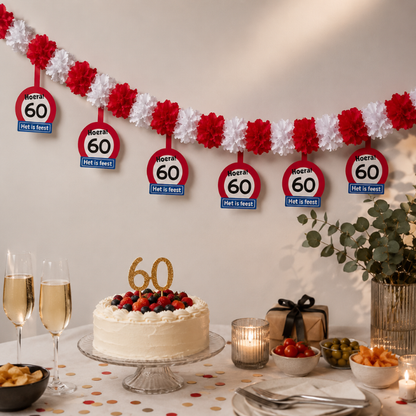 Slinger papier 60 jaar rood/wit
