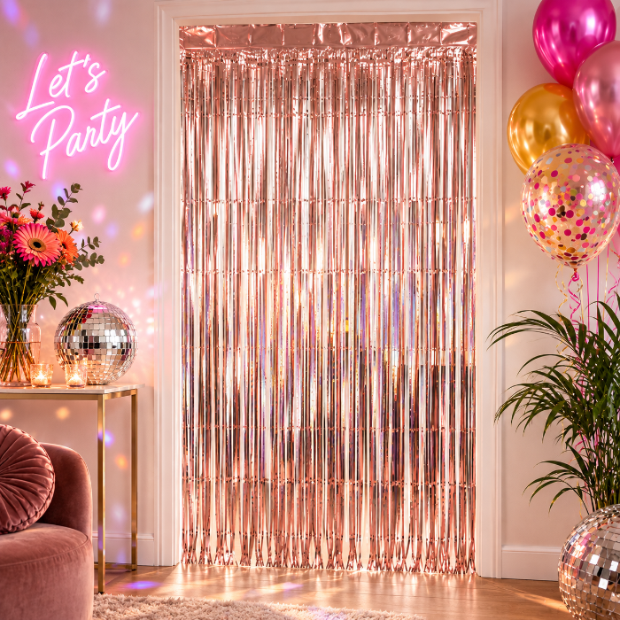 Deurgordijn folie holografisch roségoud 1m x 2m