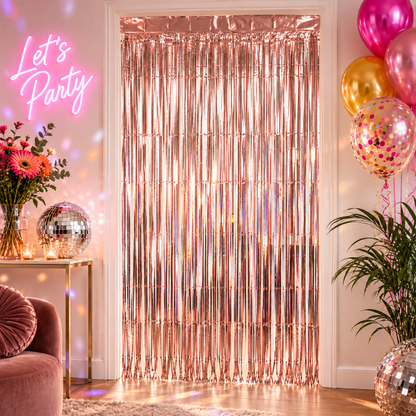 Deurgordijn folie holografisch roségoud 1m x 2m