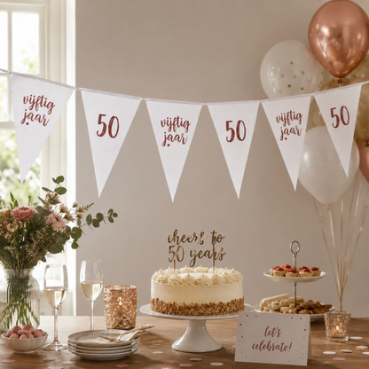 Vlaggenlijn 50 jaar roségoud - 4m