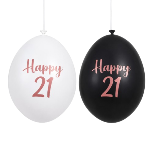 Happy 21 Metalic balloon 12pk/ 30cm/
