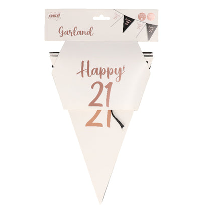 Happy 21 Papieren slinger/10 flag 