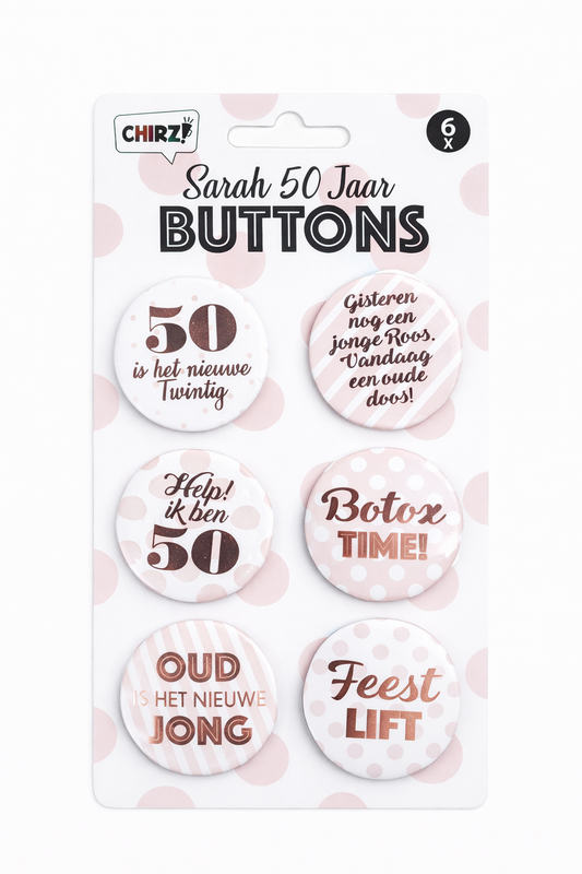 Buttons Sarah 50 jaar 6St