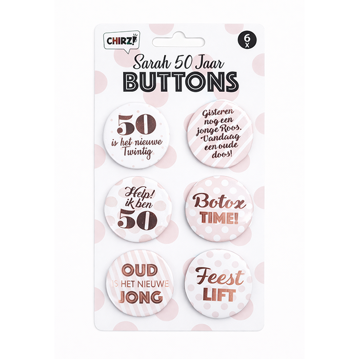 buttons-sarah-50-jaar-6st