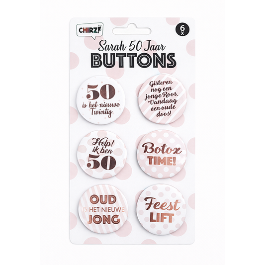 buttons-sarah-50-jaar-6st