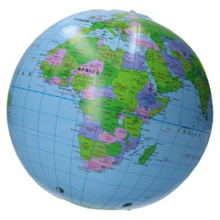 Wereldbol - opblaasbaar - meerkleurig - 28cm