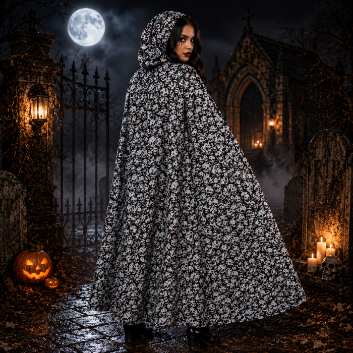 cape-halloween-schedels-zwart-wit-one-size