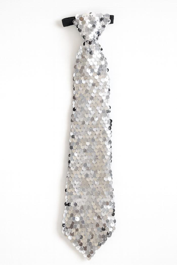 Stropdas-pailletten-zilver 