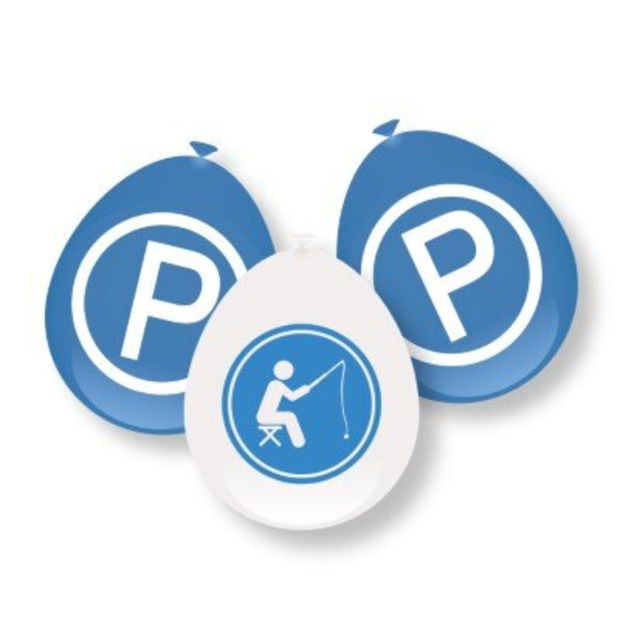 Ballonnen - Pensioen - blauw/wit - 8 stuks