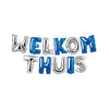 Folieballon - slinger - Welkom thuis - blauw/zilver - 36cm