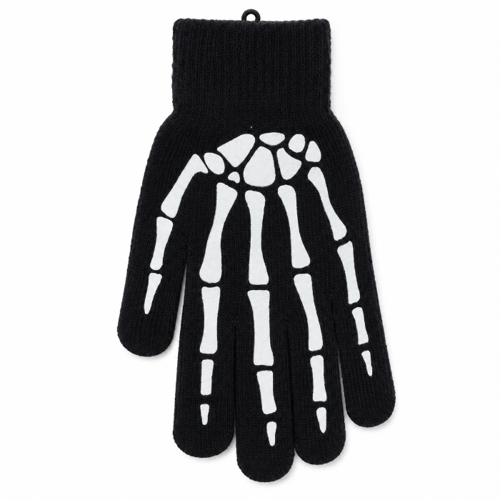 Handschoen met print skelet