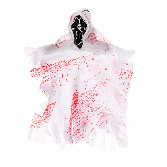 Hangdecoratie Halloween spook met masker wit/rood