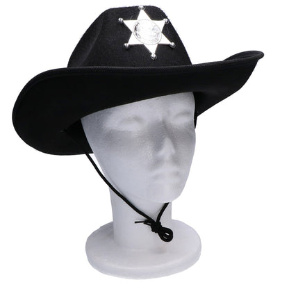 Hoed cowboy zwart met badge