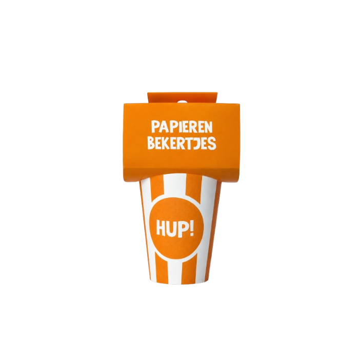 bekers-hup-papier-oranje-wit-250ml-8-stuks