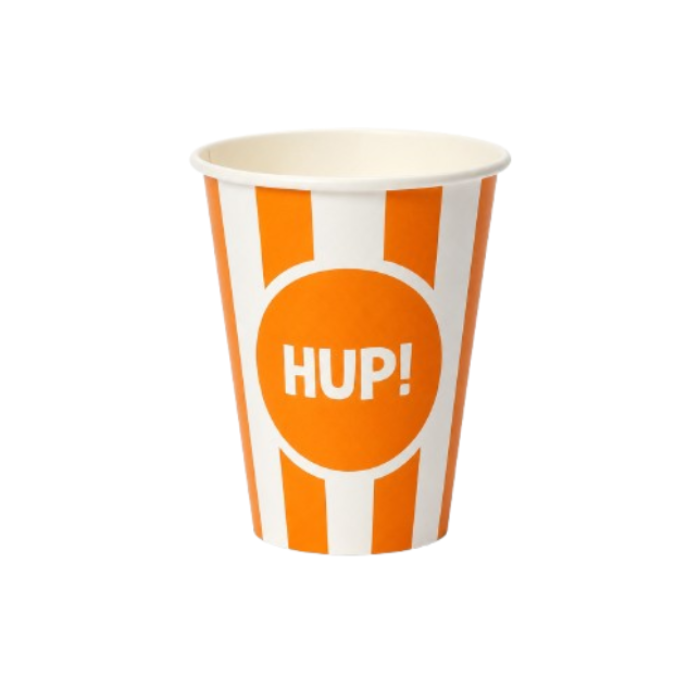 Bekers Hup papier oranje/wit 250ml 8 stuks