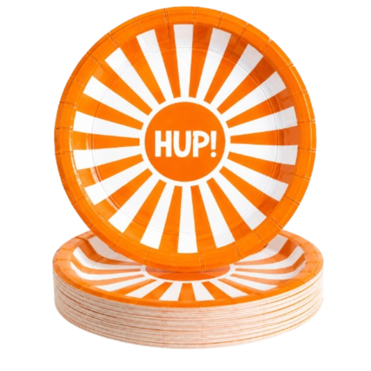 Bordjes Hup papier oranje/wit 8 stuks