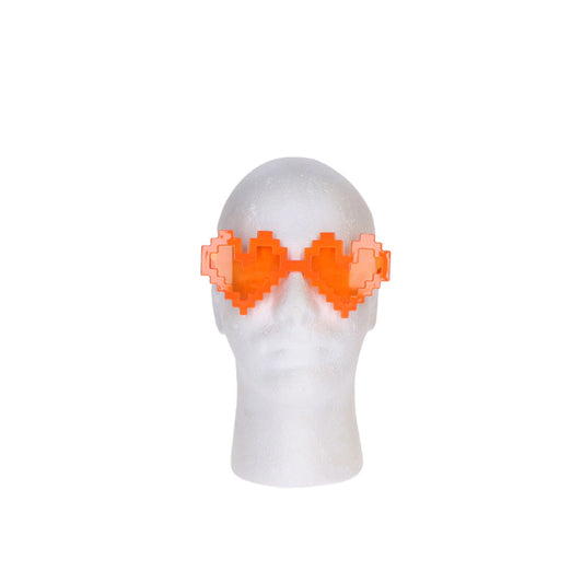 Partybril hart pixel oranje