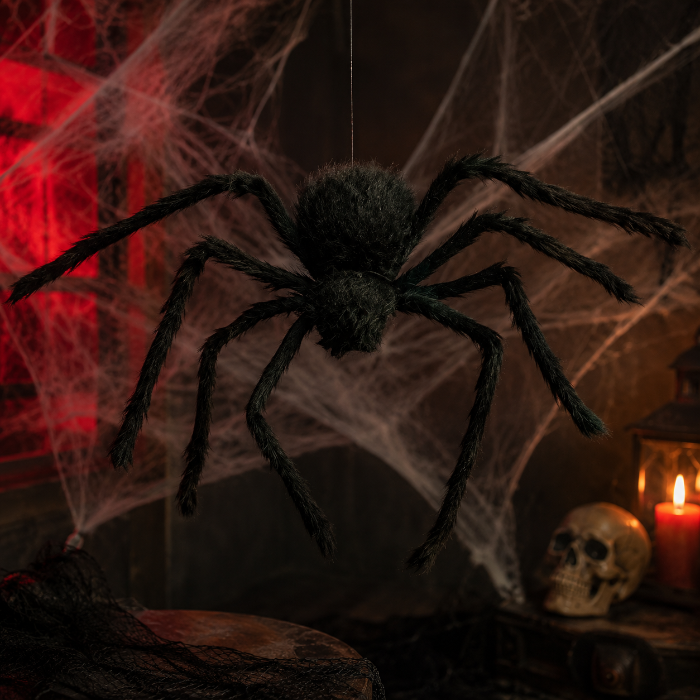 harige-spin-halloween-zwart