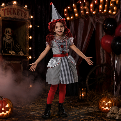 Kostuum meisjes creepy clown 8-10 years