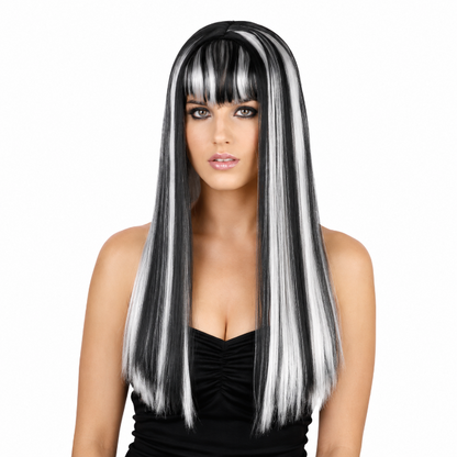 Pruik Halloween zwart/wit