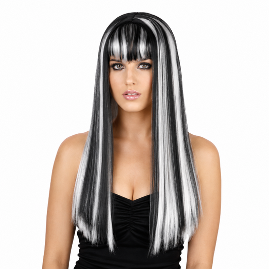 Pruik Halloween zwart/wit