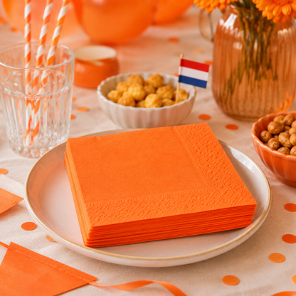 Servetten 3 laags oranje 33x33cm 20 stuks