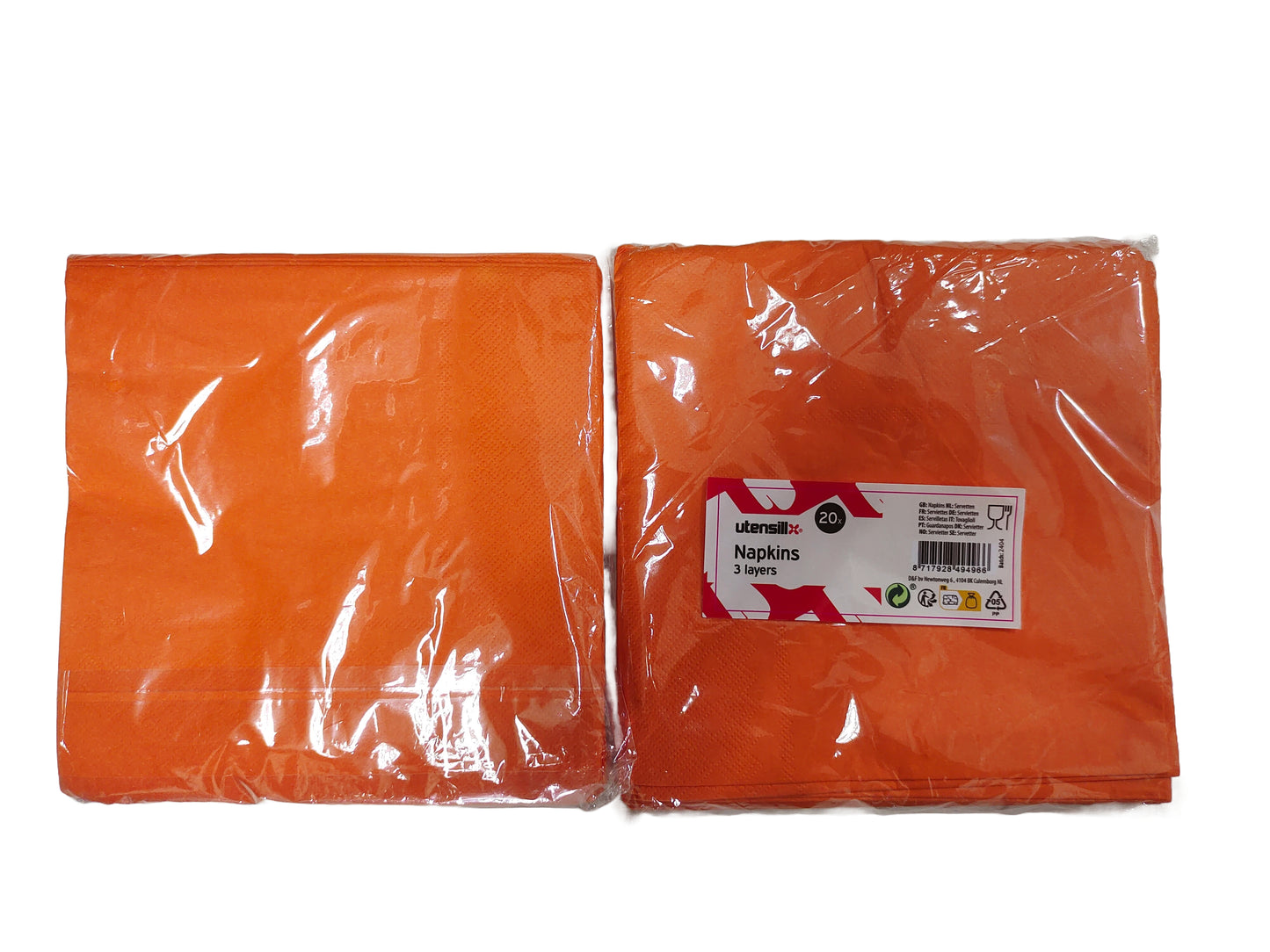 Servetten 3 laags oranje 33x33cm 20 stuks