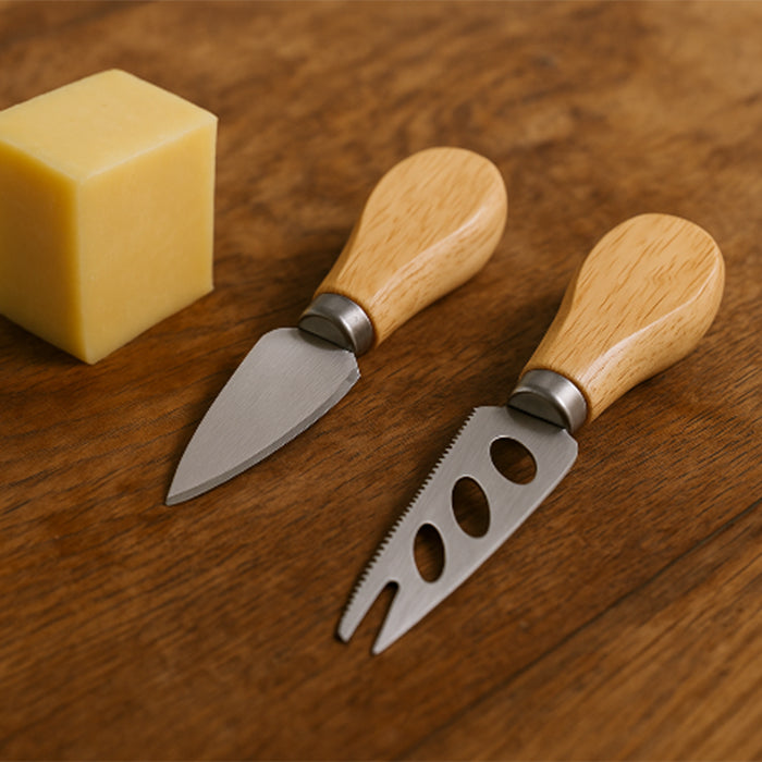Bestek kaasmessen hout 2 st